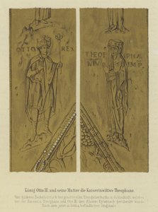 Koning Otto III en zijn moeder Theophania, keizerin-gemalin van Otto II, Heilige Roomse Keizer door German School