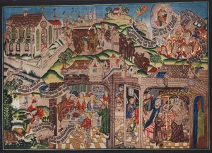 Lazarus wandtapijt, Bazel, ca. 1500 (kleurenlitho) door German School