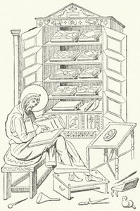 Bibliotheek van een burger van het Oost-Romeinse Rijk (gravure) door German School