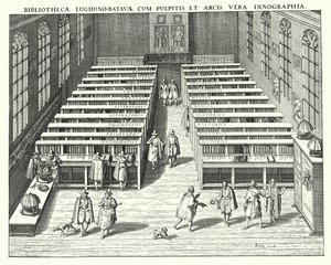 Bibliotheek van de Universiteit van Leiden (gravure) door German School