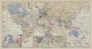 Kaart van wereldscheepvaartroutes