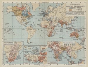Kaart die de uitbreiding van het Britse Rijk toont