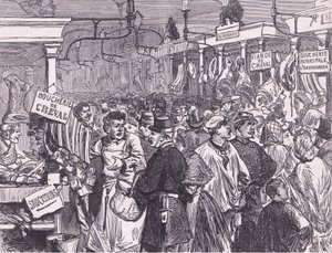 Vleesmarkt in Parijs, Cassells Geschiedenis van de Oorlog tussen Frankrijk en Duitsland gepubliceerd door Cassell and Company Limited, ca. 1890 door German School