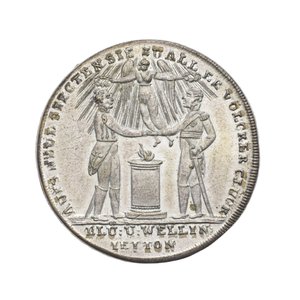 Medaille ter herdenking van Wellington en Blücher bij Waterloo door German School