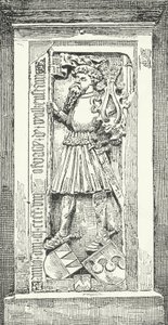 Gedenksteen in de kathedraal van Brixen van de Duitse dichter en diplomaat Oswald von Wolkenstein (gravure) door German School