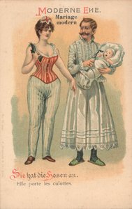 Modern huwelijk (chromolitho)