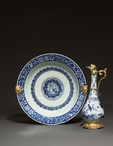 Gemonteerde Chinese kan en schotel, Augsburg, c.1655-60