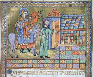 De vlucht naar Egypte, uit het Evangeliarium van de kathedraal van Plock door German School