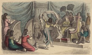 Muzikanten en dansers optreden voor de farao in het oude Egypte