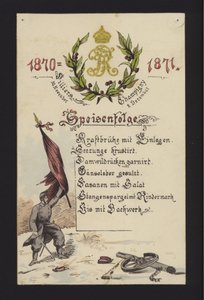Nieuwjaarsbanketten gehouden door de bezettende Duitsers in Villiers en Champigny, Parijs, 30 december 1870 en 2 januari 1871 door German School