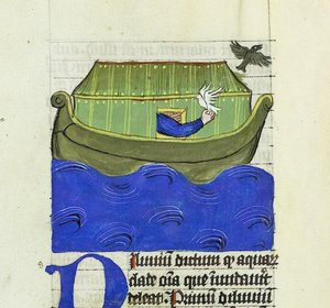Noach laat de duif en de raaf los, De Rerum Naturis - Rabanus Maurus, c.1425