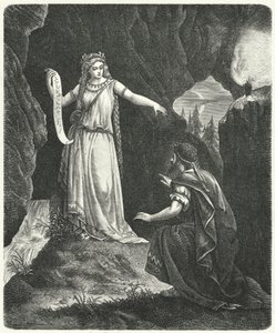 Numa Pompilius met de nimf Egeria (gravure) door German School