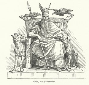 Odin, god van de Noorse mythologie (gravure)