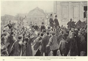 Ovation aangeboden aan Otto von Bismarck bij het verlaten van het kanseliershuis door German School