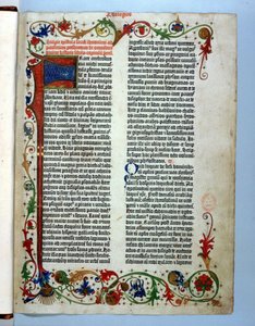 Pagina uit de Gutenberg Bijbel, Mainz, ca. 1455 door German School