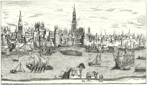Panorama van Antwerpen aan het begin van de 16e eeuw door German School