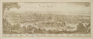 Panoramisch uitzicht op Parijs in 1620, uit Topographia Galliae door Martin Zeiller (1589-1661) gepubliceerd 1655