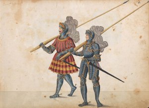 Parade voor een toernooi, ca. 1640 (pen en inkt, aquarel en wassingen) door German School