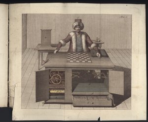 Pl. I uit Uber den Schachspieler des Herrn von Kempelen und dessen Nachbildung, Leipzig und Dresden: Joh. Gottl. Breitkopf, 1789
