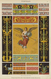 Pompeiaans, muurschildering en polychrome bas-reliëfs door German School