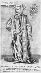 Portret van Karel V (1500-1558), Heilige Roomse Keizer door German School