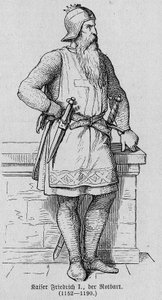Portret van Frederik I van Hohenstaufen, bekend als Frederik Barbarossa (1122-1190), Duitse Roomse keizer. Gravure in 