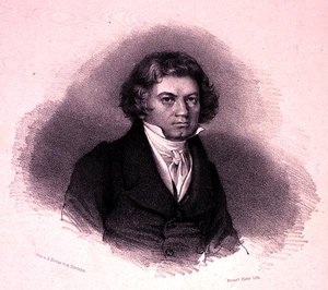 Portret van Ludwig van Beethoven (1770-1827) gegraveerd door Faustin Herr