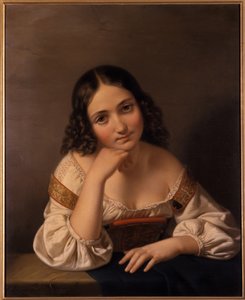 Portret van een jonge vrouw door German School