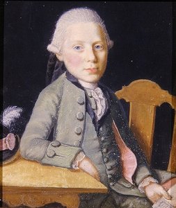 Portret van een zittende jonge man met een brief, c.1750