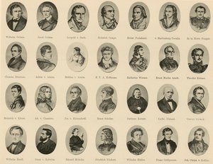 Portretten van beroemde Duitsers uit Ritter vom Deutschen Geiste (litho) door German School