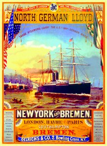Poster ter promotie van de Noord-Duitse Lloyd Lijn, 1883