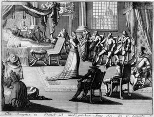 Presentatie in Fontainebleau van de Dauphin aan zijn vader, koning Henri IV, op 27 september 1601 door German School