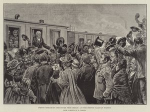 Vertrek van prins Bismarck uit Berlijn, op het station Stettin door German School