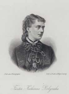 Prinses Catherine Dolgorukova, minnares en later morganatische vrouw van Tsaar Alexander II van Rusland (gravure) door German School