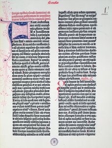 Proloog van de Gutenberg Bijbel, gedrukt door Johannes Gutenberg (c.1400-68) & Peter Schoeffer (1425-1502) in Mainz, 1454-56