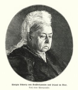 Koningin Victoria op hoge leeftijd (gravure)