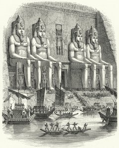 Religieus festival in het oude Egypte (gravure)