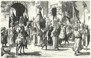 Terugkeer van een karavaan van pelgrims naar Mekka (gravure) door German School