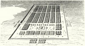 Romeins legerkamp (gravure) door German School