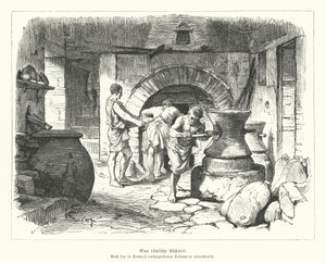Romeinse bakkerij (gravure) door German School