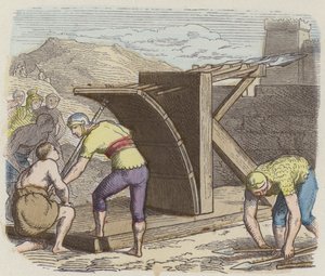 Romeinse ballista (gekleurde gravure) door German School