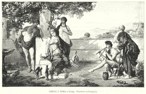 Romeinse poppenspelers in Pompeii door German School