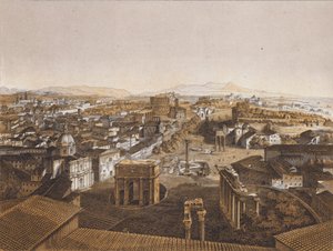 Rome vanaf het Capitool (kleurenlitho)