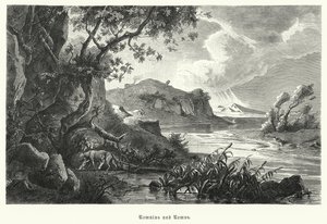 Romulus en Remus, legendarische stichters van het oude Rome, gezoogd door de wolvin in de wildernis