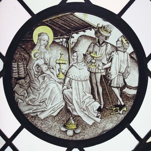 Rondel met Aanbidding der Wijzen door German School