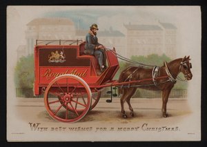 Royal Mail bestelwagen, kerstkaart, eind 19e of begin 20e eeuw door German School