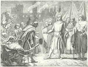Rudolf van Habsburg, de nieuw gekozen Koning van Duitsland, begroet door de mensen van Basel door German School