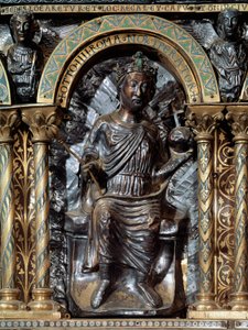 Sarcophagus van Karel de Grote. Weergave van Keizer Otto IV van Brunswijk door German School