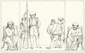 Scène uit een toneelstuk van de Romeinse toneelschrijver Plautus door German School