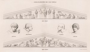 Beelden van de frontons van de Tempel van Zeus, Olympia, Griekenland